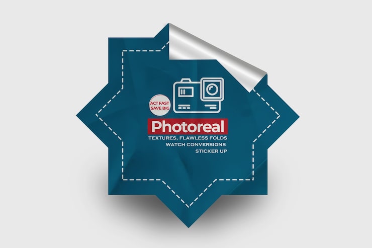 PSD stervormige stickermockup met omgekrulde hoek