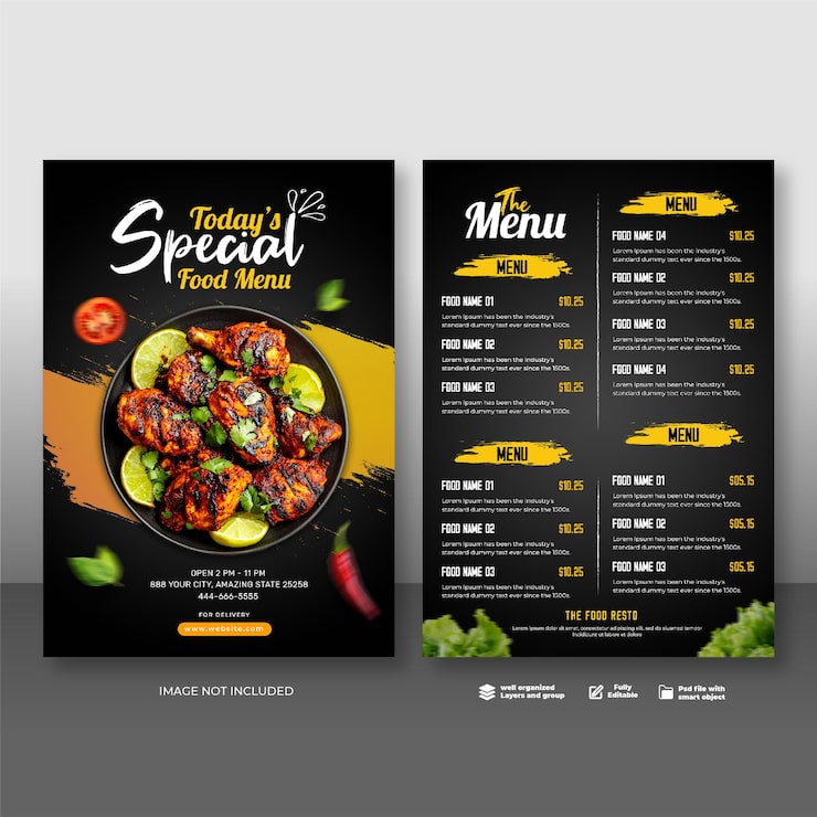 PSD szablon menu