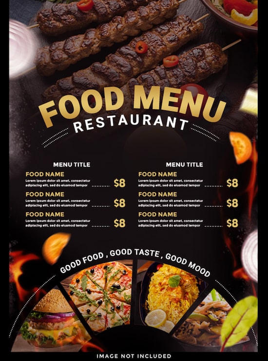PSD szablon projektu plakatu menu restauracji