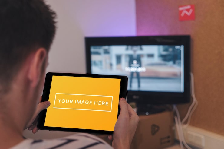 PSD tabletmodel thuis in de hand gehouden