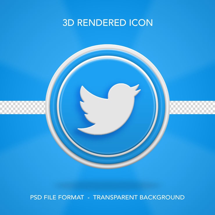 PSD twitter logo 3d social media icon koncepcja 3d renderowanie