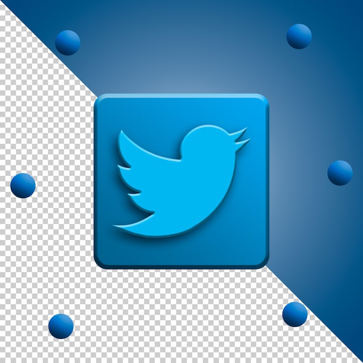 PSD twitter logo renderowania 3d na białym tle
