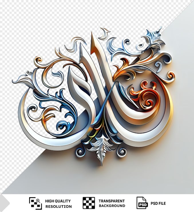 PSD unik ramadan-kalligrafi med en blå och vit design med en halvmåne och stjärnor i bakgrunden omgiven av en röd och vit randig kant