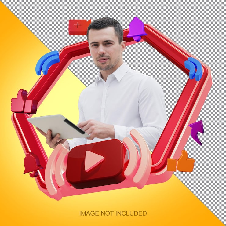 PSD youtuber live streaming promotie geïsoleerd frame