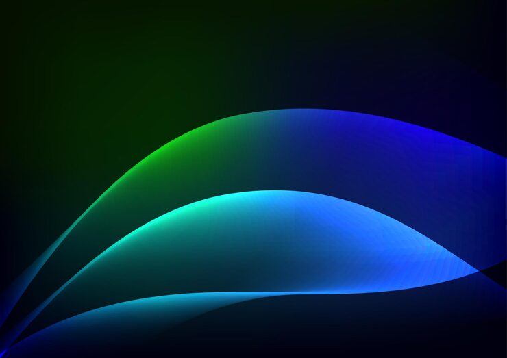 Abstracte groene curve golven blauwe lijn donkere achtergrond