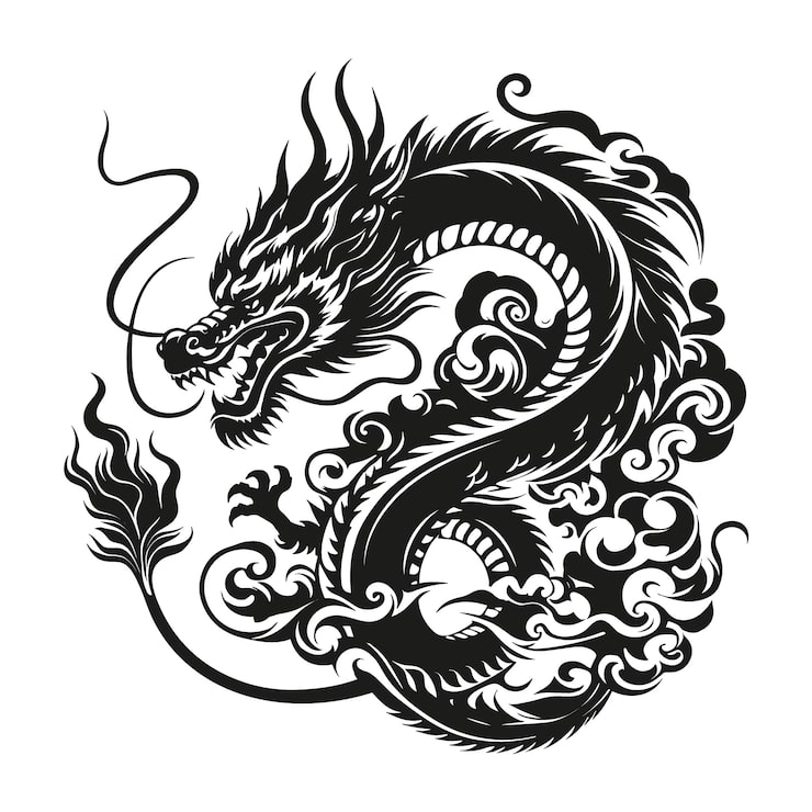 Asian style tiger dragon illustration