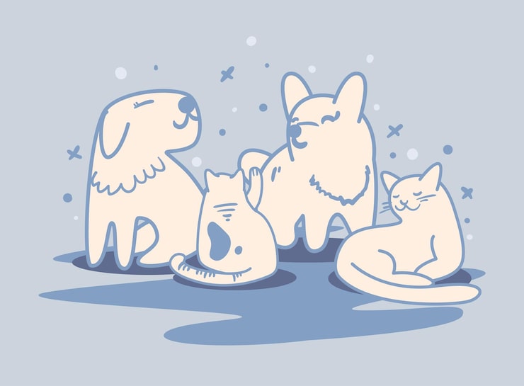 Vector 고양이와 개 배너