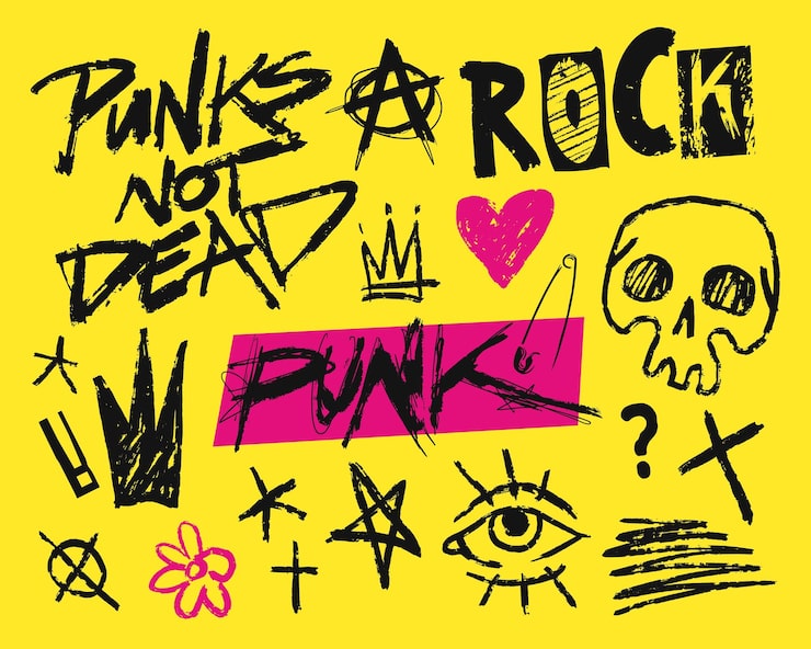 Vector bold punk rock kunst op een heldere achtergrond