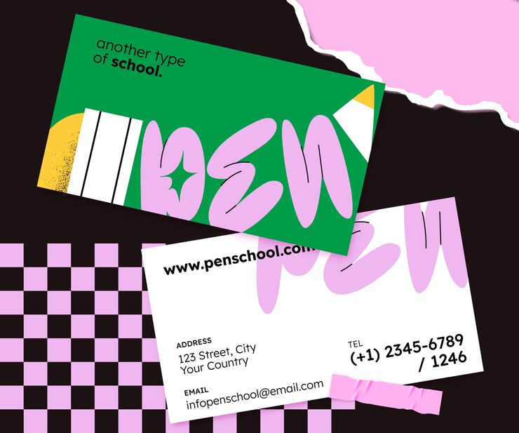 Business card for penschool: modern and creative design