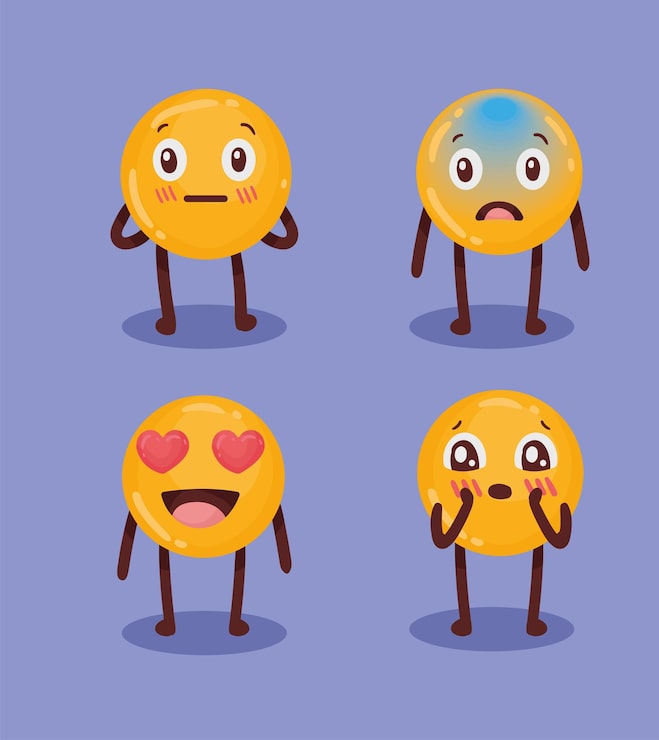 emojis-personages stellen vier pictogrammen in