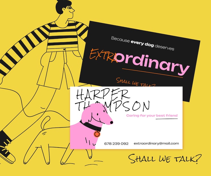 Extraordinary business card and flyer design featuring a dog