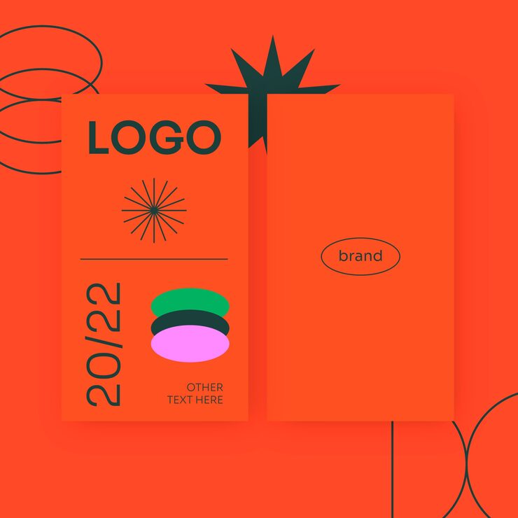 Flat abstract vertical double-sided business card template