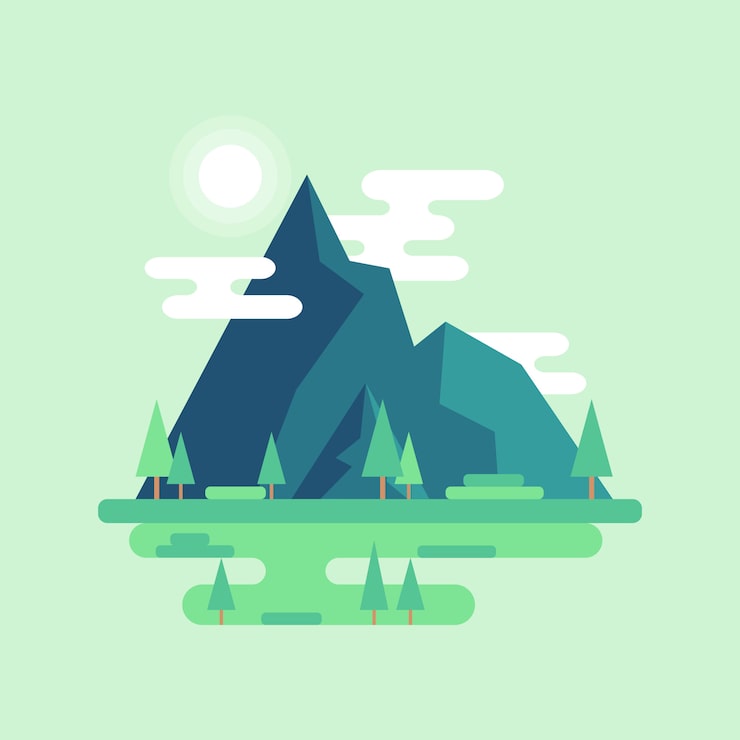 Vector 평평한 산 풍경