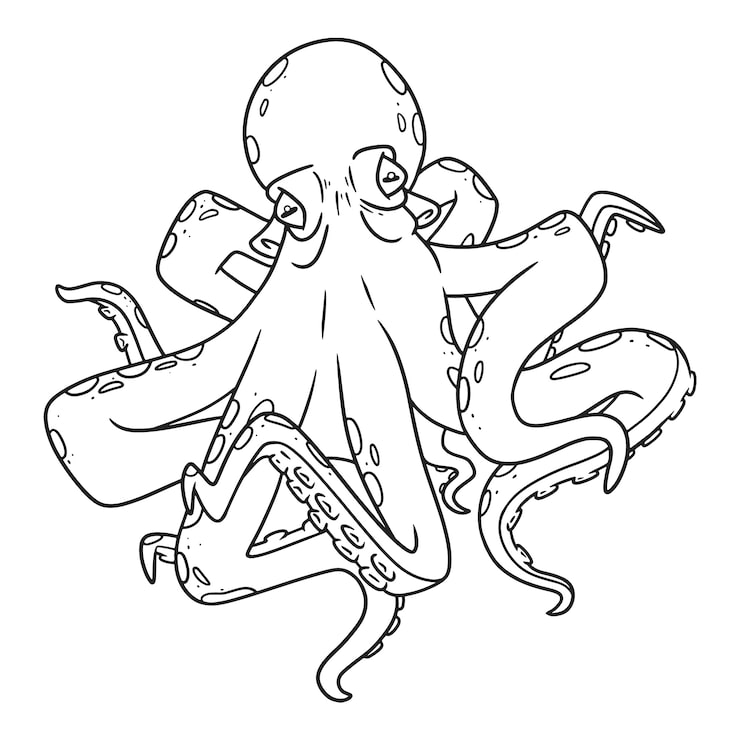 Hand drawn octopus outline illustration