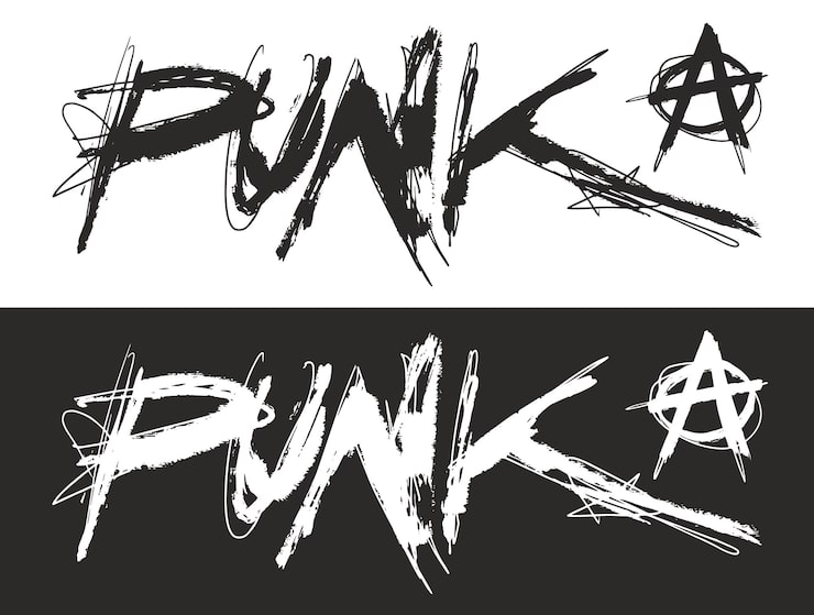 Vector kunstzinnige punk stijl graphics met anarchie symbool