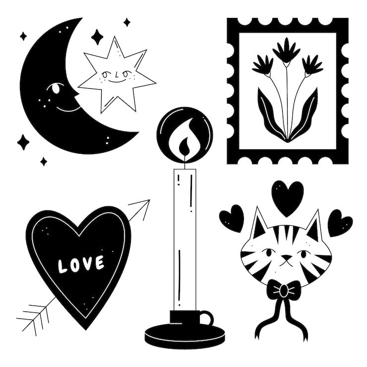 Minimalist tattoo collection illustration
