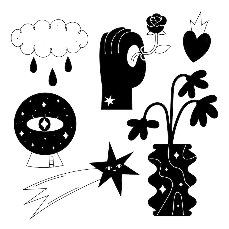 Minimalist tattoo collection illustration