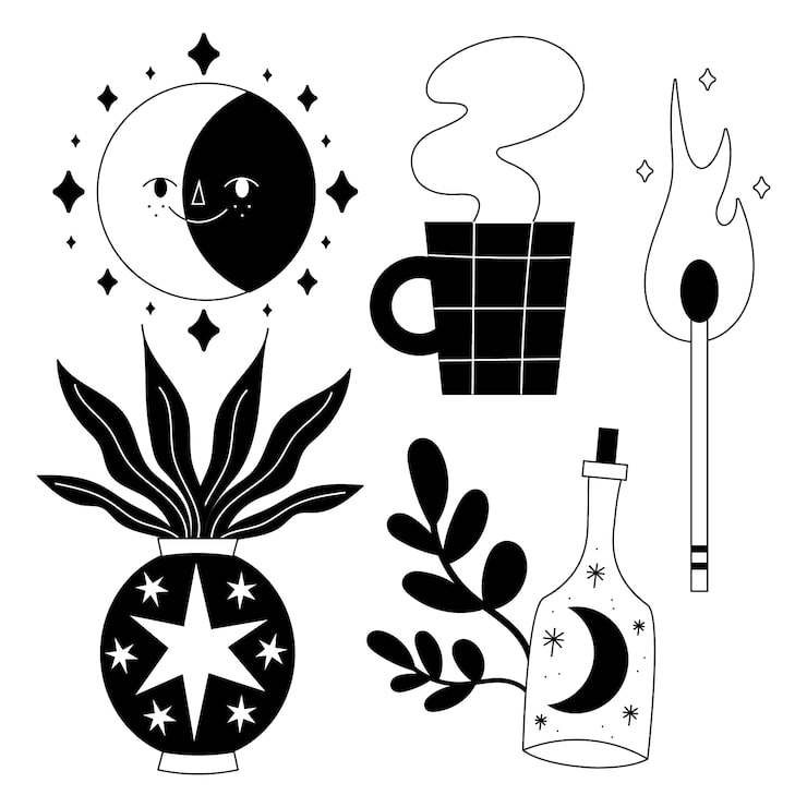 Minimalist tattoo collection illustration