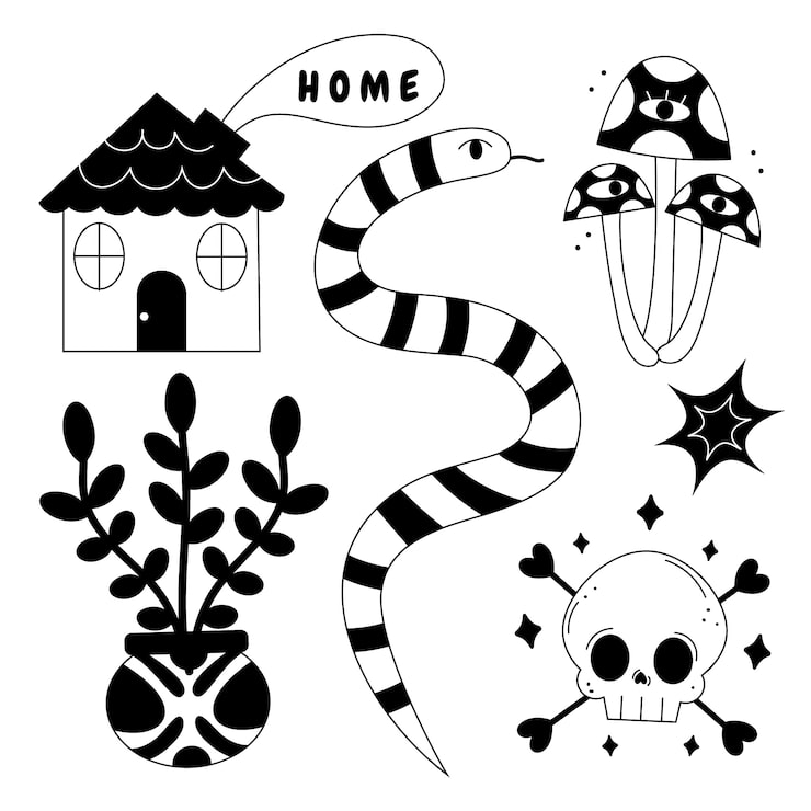 Minimalist tattoo collection illustration