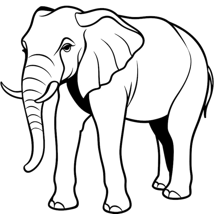 Vector silhouet van de aziatische olifant een majestueus icoon van het wild