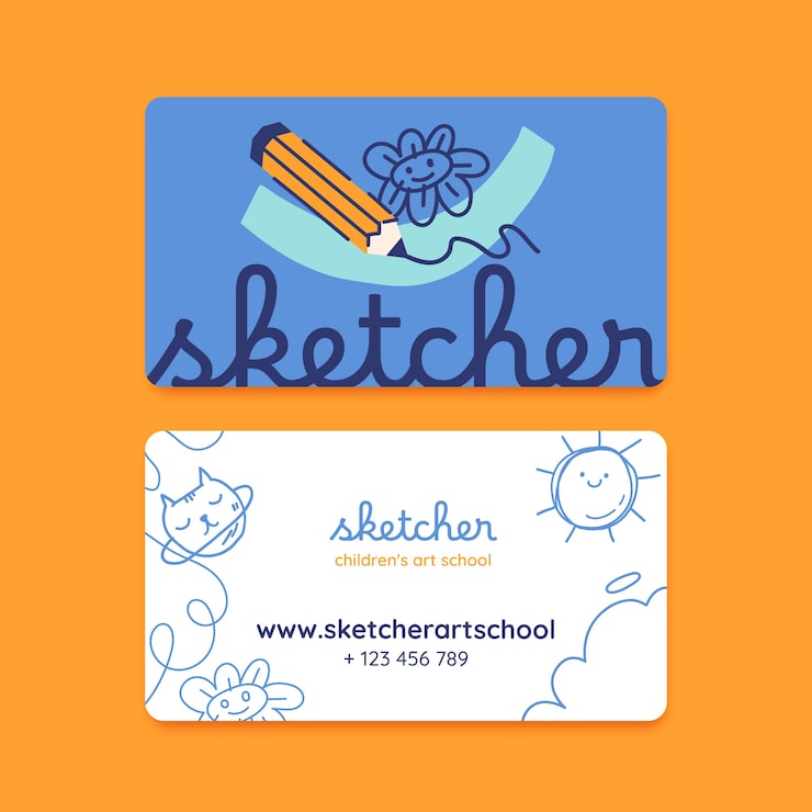 Sketcher children's art school - logo and business card design