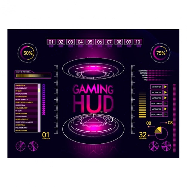 Vector video gaming-interface in paarse tinten