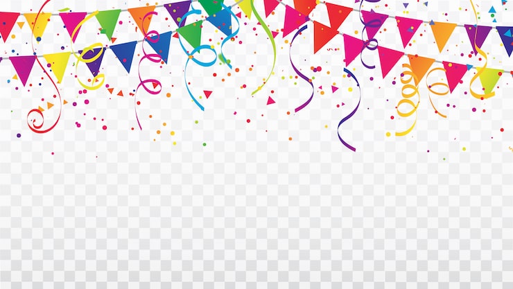 Viering confetti linten en vlag frame.