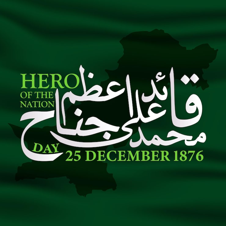 Vektor 25. december 1876 quaid e azam muhammad ali jinnah kalligrafi