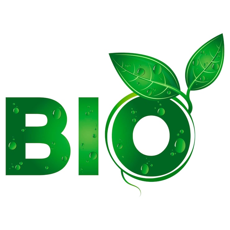 Vektor bioskylt med vattendroppar och gröna blad