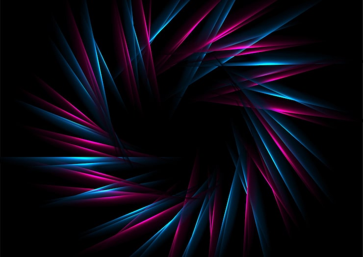 Vektor blå ultraviolet neon, runde laserstråler, abstrakt tech-baggrund