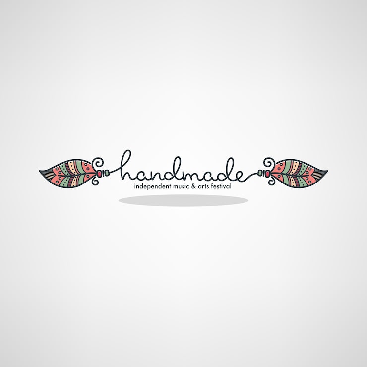 Vektör el yapımı sanat festivali, elle çizilmiş doodle logosu, etiketi, amblemi