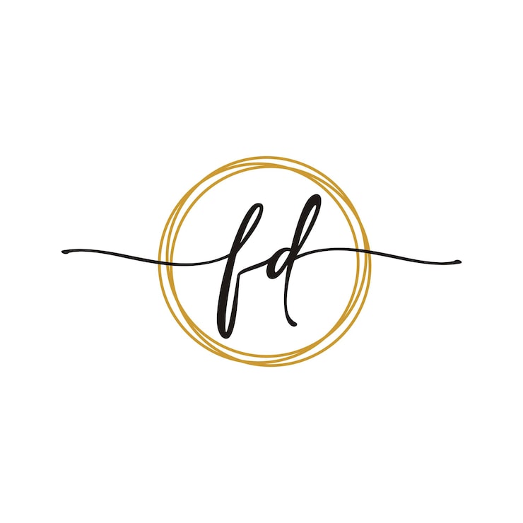 Vektör f d başlangıç el yazısı güzellik logo şablonu
