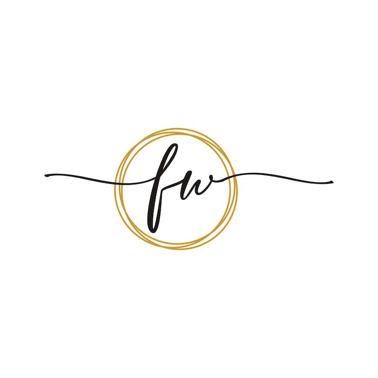Vektör f w başlangıç el yazısı güzellik logo şablonu