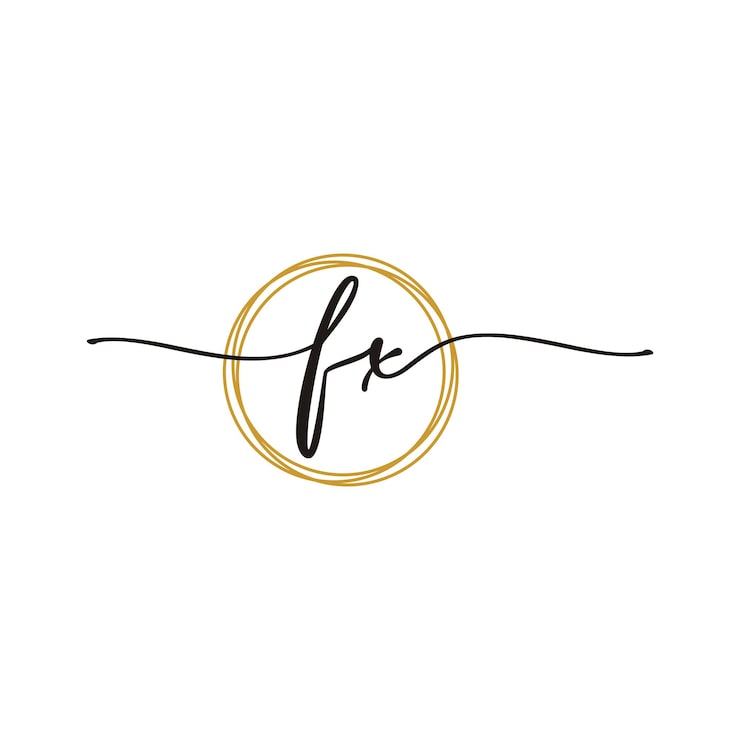 Vektör f x başlangıç el yazısı güzellik logo şablonu