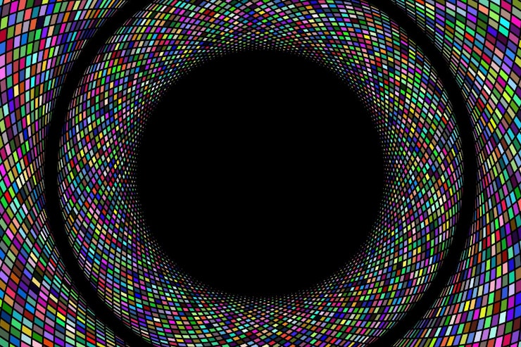 Vektor farverig abstrakt illustration med cirkelring og halvtonet baggrund