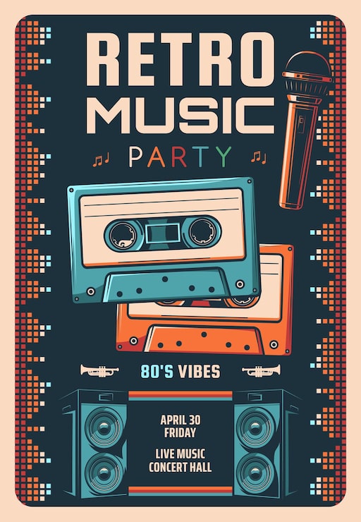Vektor retro musik fest flyer eller plakat