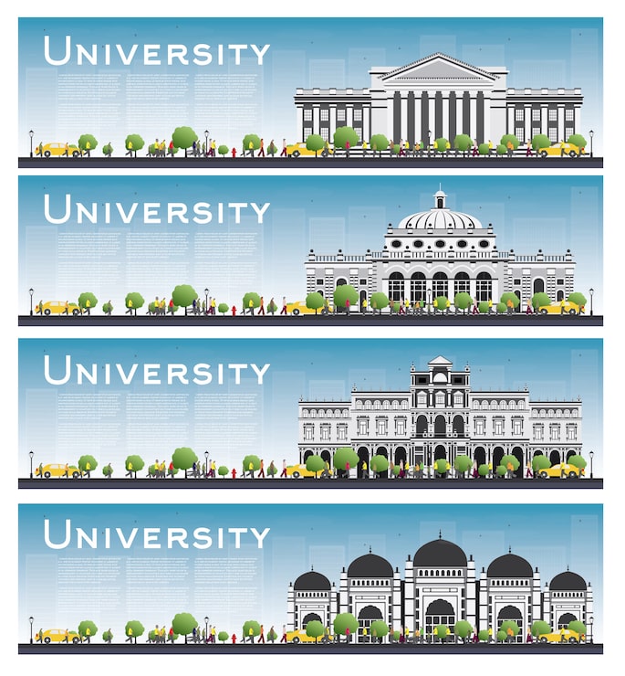 Vektor set med universitetsstudie banners.