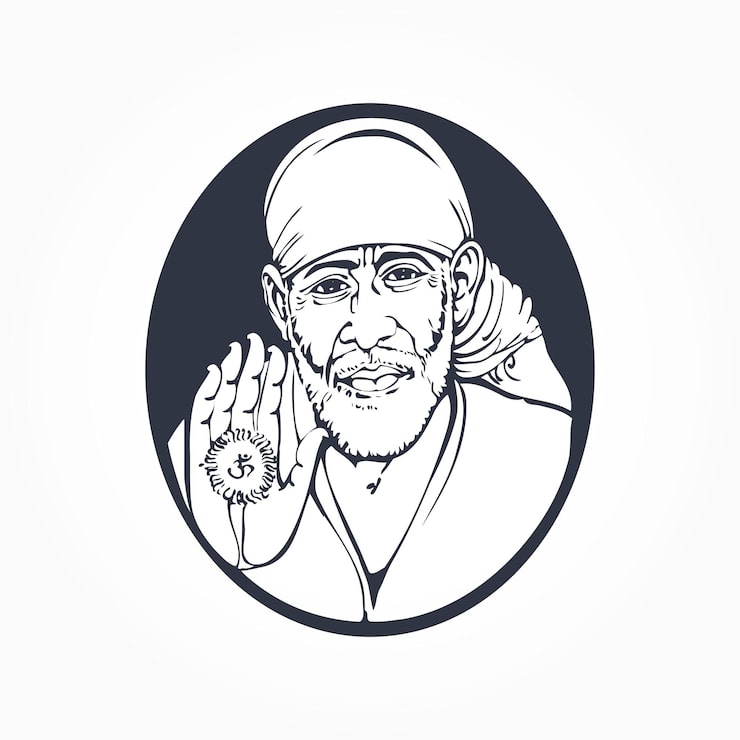 Vektor shirdi sai baba lineart