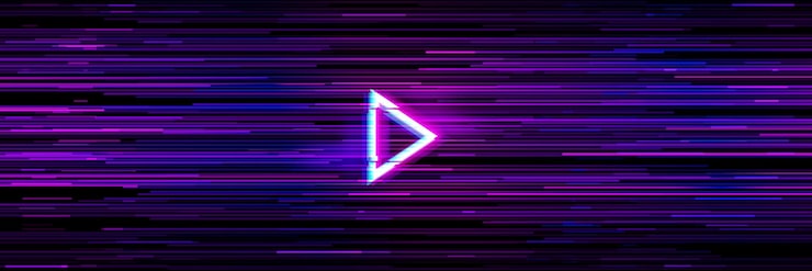 Vektor videospil glitch baggrund med afspilningsknap