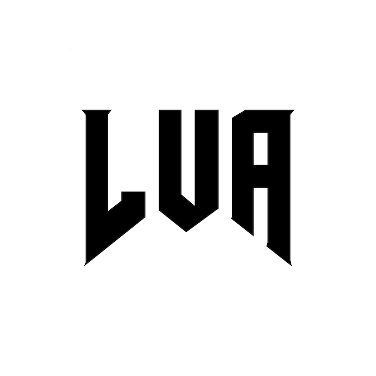 Vektori lva-kirjainlogosuunnittelu teknologiayritykselle lva-logosuunnittelu mustavalkoinen väriyhdistelmä lva-logo lva-vektori lva-design lva-ikoni lva-aakkosto lva-typografinen logosuunnittelu