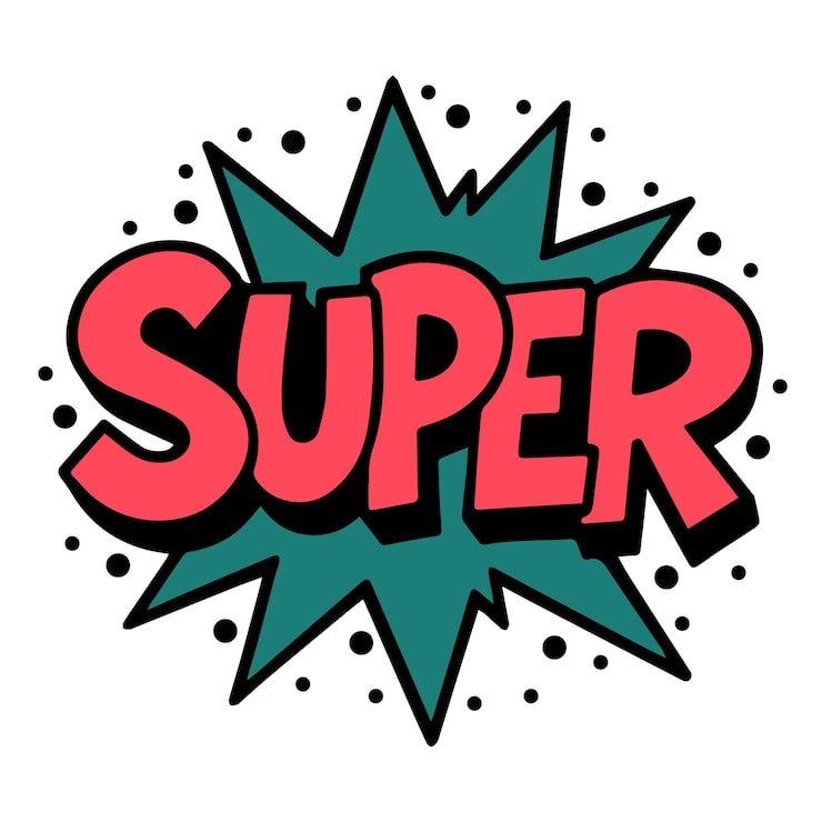 Wektor bold comic style super text z pop artem na tle