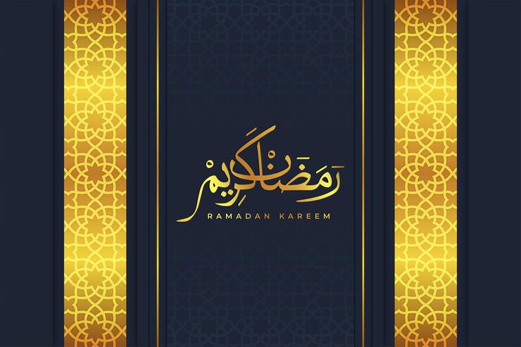 Wektor islamskie ciemne tło z kaligrafią ramadan kareem