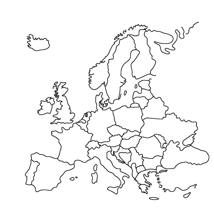 Kontur mapy Europy odizolowany na białym tle
