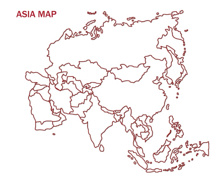 pusta mapa Azji do wydrukowania mapa konturowa Azji