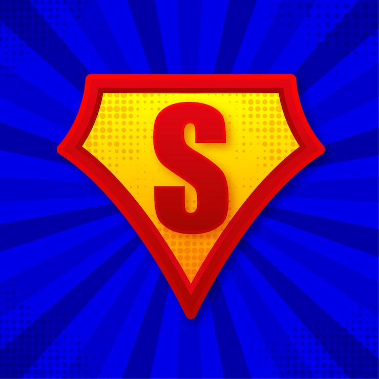 Wektor szablon logo superbohatera ramka z rozbieżnymi promieniami tarcza superbohatera