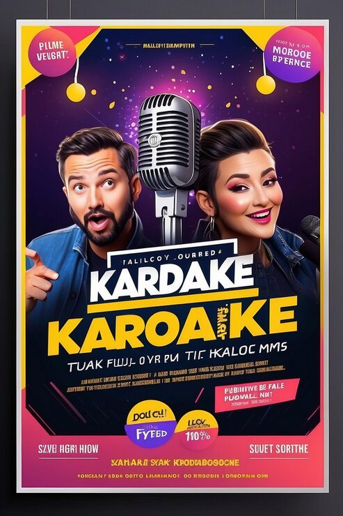 Zdjęcie podcast talk show lub karaoke premium flyer i szablon postów w mediach społecznościowych
