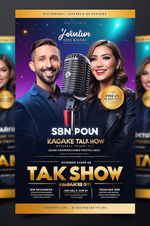 Zdjęcie podcast talk show lub karaoke premium flyer i szablon postów w mediach społecznościowych