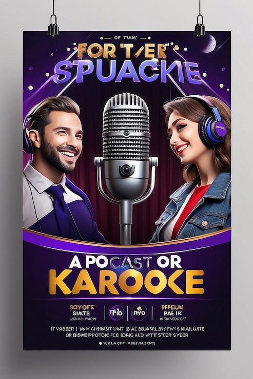Zdjęcie podcast talk show lub karaoke premium flyer i szablon postów w mediach społecznościowych