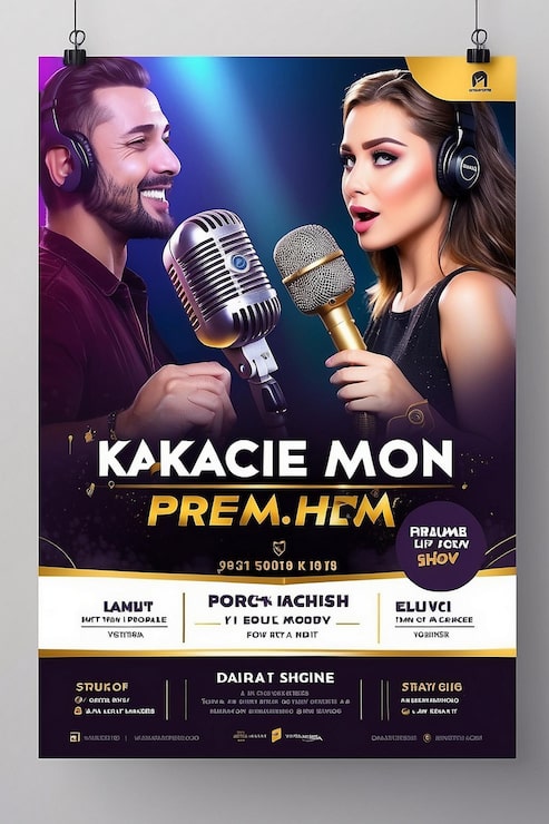 Zdjęcie podcast talk show lub karaoke premium flyer i szablon postów w mediach społecznościowych