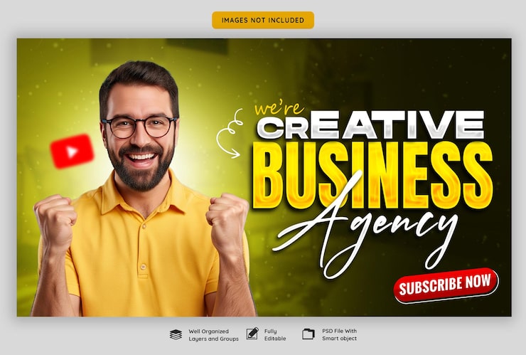 PSD ảnh bìa youtube cho công ty kinh doanh sáng tạo